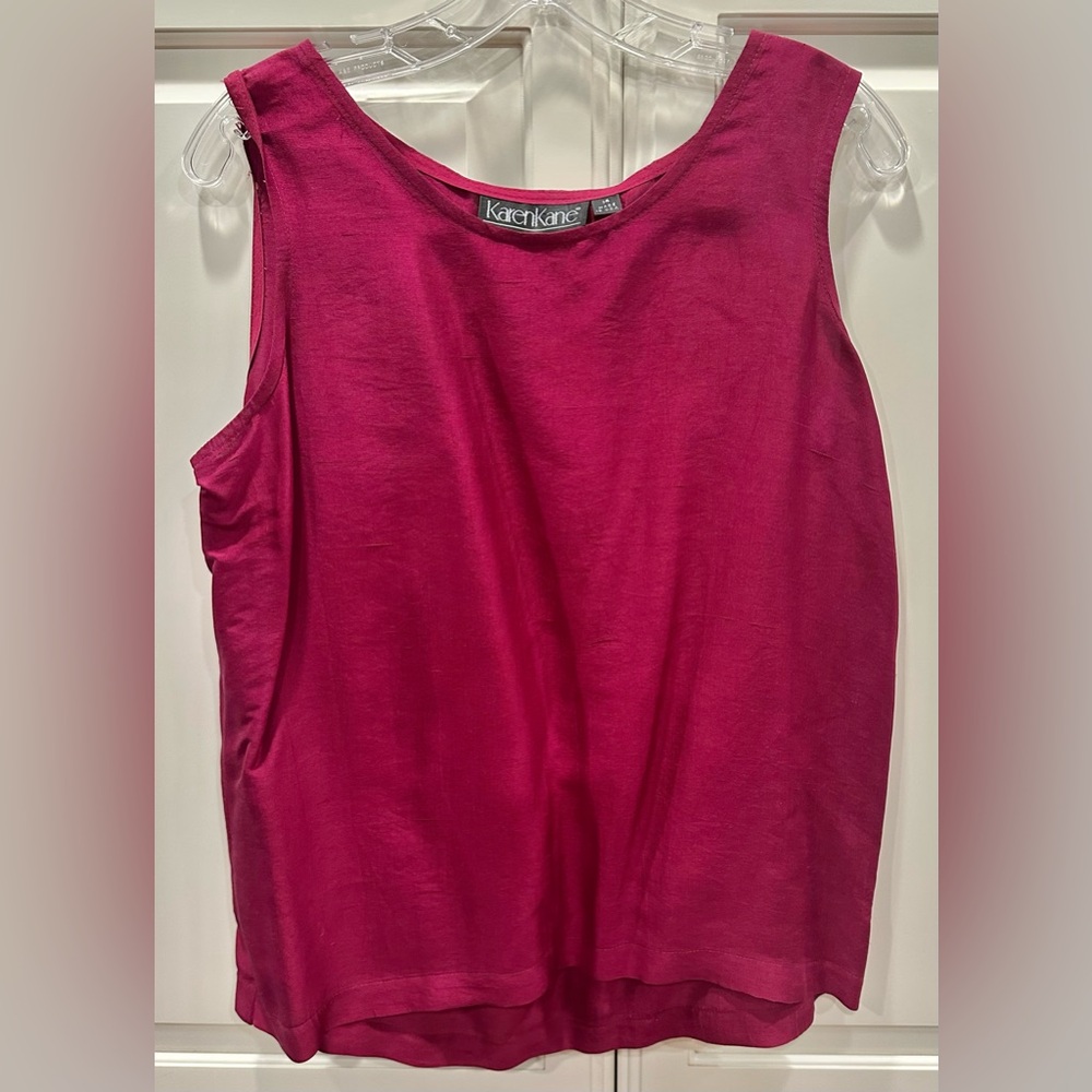 Karen Kane 100% Silk Fuschia Colored Blouse Top size 14
